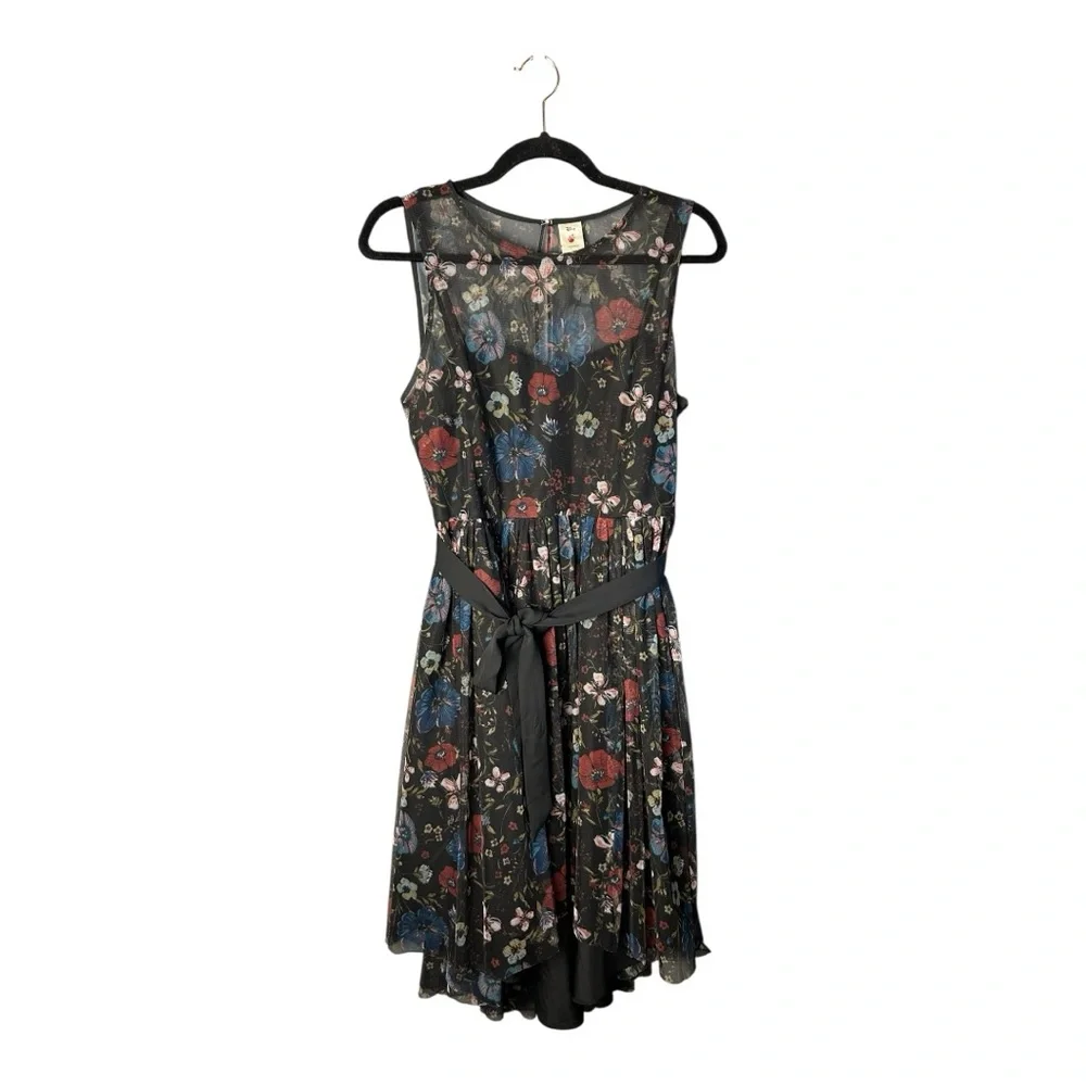 Disney LC Lauren Conrad Women's Black Floral Fit & Flare Midi Dress Size 8 - Picture 9 of 9